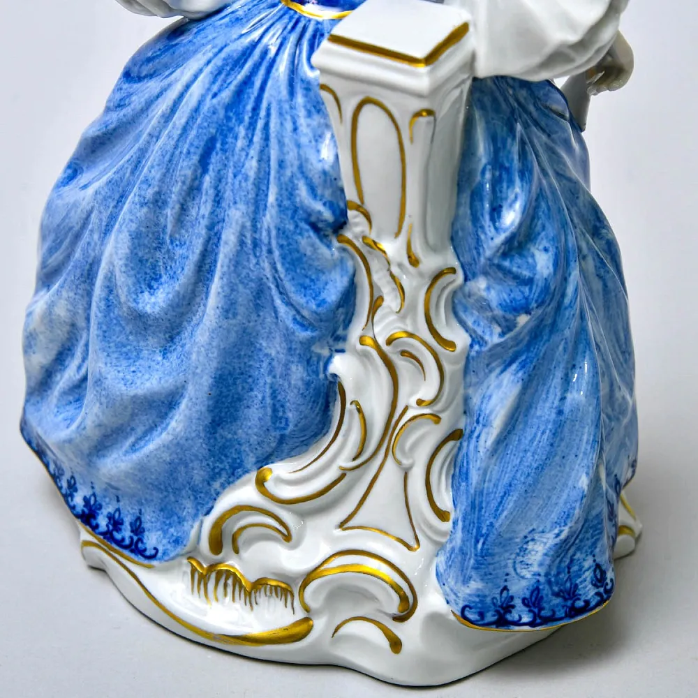 Редкость!!! Коллекционная Фарфоровая Статуэтка «Девушка в голубом платье», Unterweissbach Германия - 1958 год.