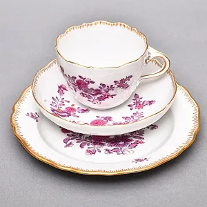 Фарфоровый Чайный Сервиз «Индийские цветы» на 6-ть персон, MEISSEN / МЕЙСЕН Германия. 