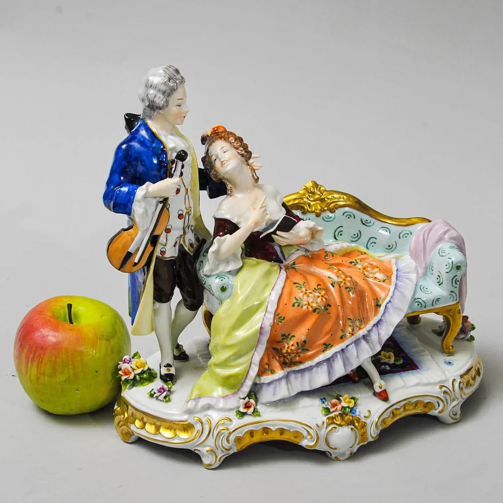 Коллекционная Фарфоровая Статуэтка «Музыкальный Дуэт», Unterweissbach 1958 - 1976 годы.