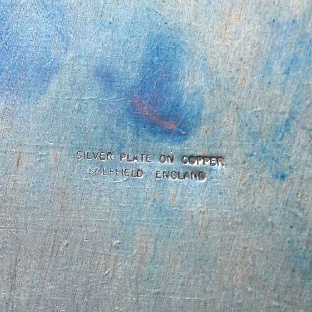 Винтажный Овальный Поднос с бортиком, Мелталл Silverplate, SHEFFIELD Англия.