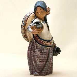 Коллекционная Фарфоровая статуэтка «Девочка в сомбреро» серия Грес Lladro, Испания - 1984 год.