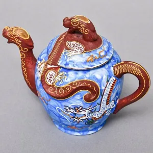 Чайный Сервиз на 6 персон «Небесные Драконы», Фарфор SATSUMA Япония, середина ХХ века.