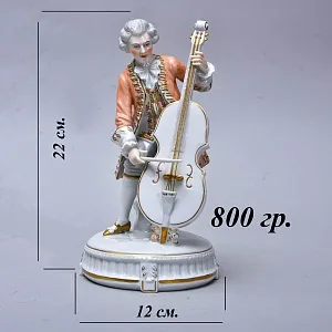 Коллекционная Фарфоровая статуэтка «Музыкант. Виолончелист», SITZENDORF Германия.