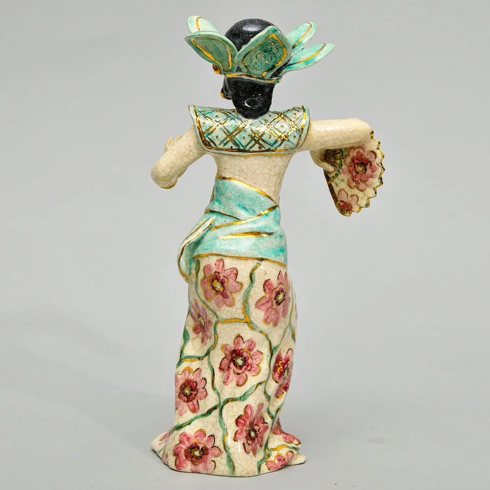 Коллекционная Фаянсовая статуэтка "Балийский танец", Poterie D'Art de Lausanne Швейцария - вторая половина ХХ века.