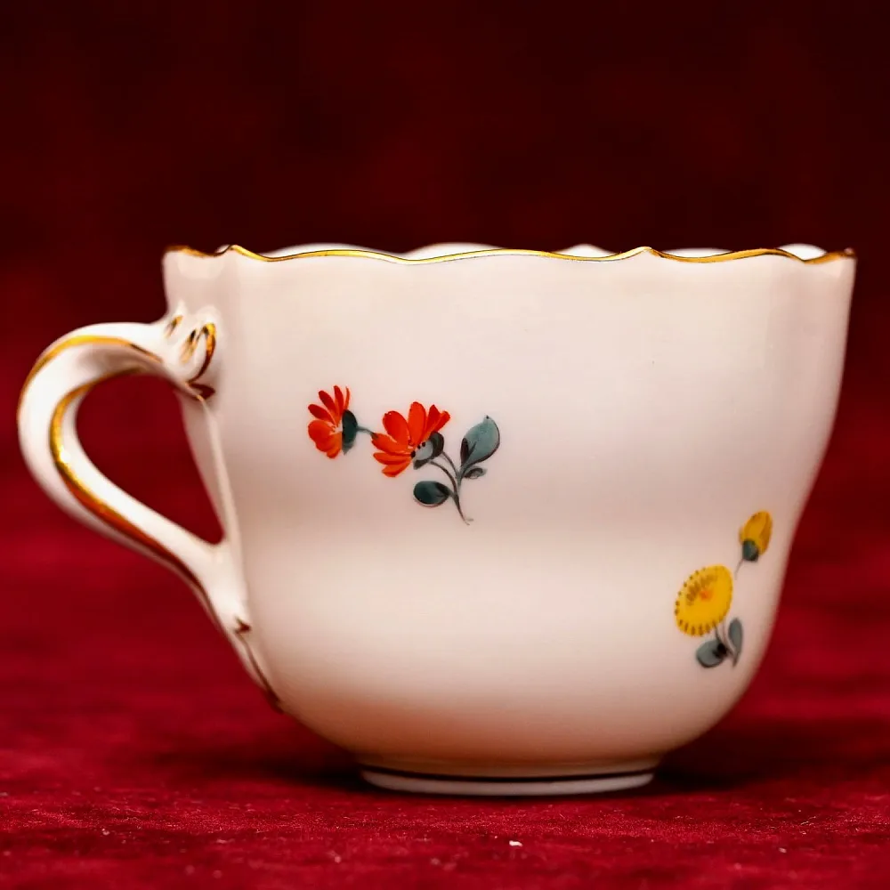 Классическая Кофейная пара «ЦВЕТЫ», Фарфор MEISSEN / МЕЙСЕН Германия.