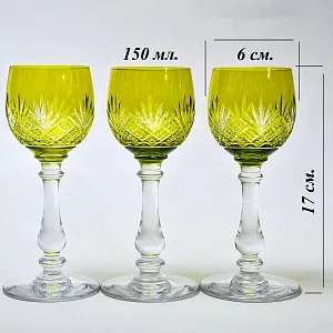 Антикварный Набор Хрустальный Графин и  6 -ть Бокалов для Вина, Val Saint Lambert, Бельгия 30 -е годы ХХ века. 