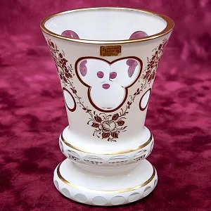 Винтажная Стеклянная Ваза - Кубок «Золотые Розы»  LAUSITZER GLASWERKE Германия - 50-70е гг.