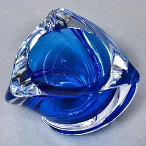 Винтажная Пепельница - Мелочевница «Голубой Сапфир» Хрусталь VAL SAINT LAMBERT Бельгия.