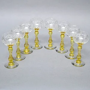 Антикварный Набор бокалов для Вина 8 шт. «MICADO VIGNE», Saint Louis. Франция, начало ХХ века. 