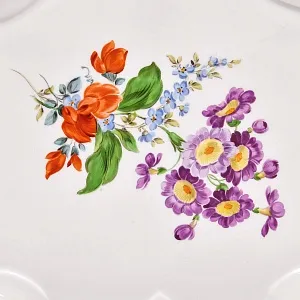 Сервировочное Блюдо с ручками - Тарелка - Поднос «Цветочный Букет», MEISSEN Германия - первая половина ХХ века.