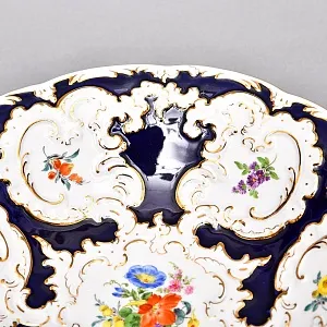 Коллекционное Фарфоровое Блюдо - Тарелка «ЦВЕТЫ», Кобальт, MEISSEN  Германия - середина ХХ века.  