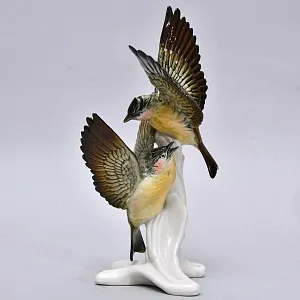 Пара Птиц - Фарфоровая Статуэтка «Хохлатые Жаворонки», Карл Энс / Karl Ens, Германия 50 гг.