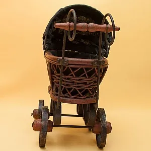 Старинная Детская Игрушка «Антикварная Коляска», Металл / Дерево, Франция начало ХХ века.