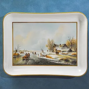 Картина - Панно - Фарфоровая Плакетка «Зимний пейзаж», KPM Berlin Германия, первая половина ХХ века.
