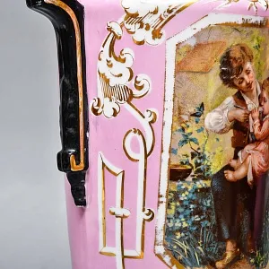 Редкость! Антикварные Парные Фарфоровые Вазы «Мгновения детства», Франция, конец XIX века. 