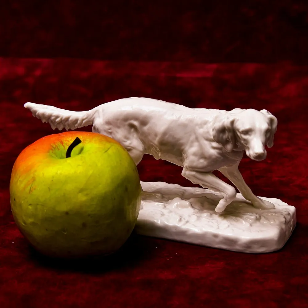 Антикварная Фарфоровая Статуэтка «Охотничья Собака - Сеттер», Nymphenburg, Германия первая половина ХХ века.