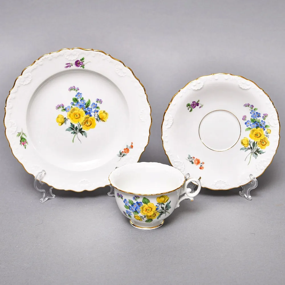 Чайный набор «Мейсенский букет» на 6 персон, Фарфор MEISSEN Германия, 1924 - 1934 годы. 