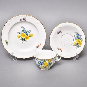 Чайный набор «Мейсенский букет» на 6 персон, Фарфор MEISSEN Германия, 1924 - 1934 годы. 
