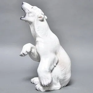 РЕДКОСТЬ! Большая Фарфоровая статуэтка «Белый медведь», Dahl-Jensen Дания, середина ХХ века.