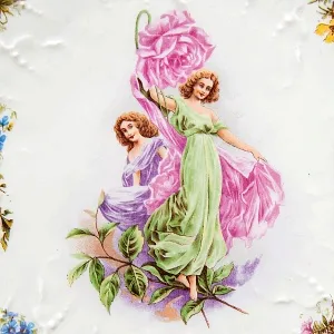 Редкость! Антикварная Фарфоровая Тарелка - Блюдо « Садовые Феи», Works Karlsbad, Австрия конец XIX - начало ХХ века.