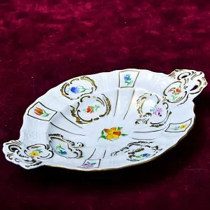 Антикварная Сухарница - Тарелка - Блюдо с ручками «НАРЦИСС», Фарфор MEISSEN Германия.