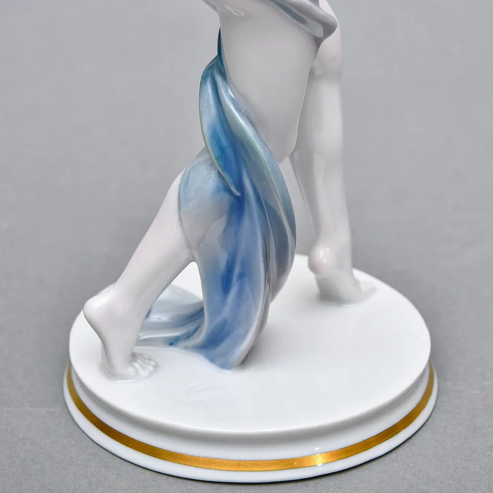 Антикварная Фарфоровая статуэтка «Обнаженная с шарфом», ROSENTHAL Германия - 1924 год. 