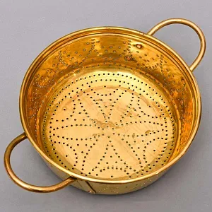 Большой Старинный Латунный Дуршлаг - Сито - Сотейник Франция начало ХХ века.