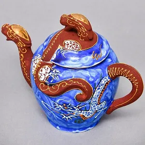 Чайный Сервиз на 6 персон «Синий Дракон», Фарфор SATSUMA Япония, середина ХХ века. 