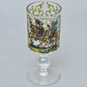 Редкость! Антикварный Стеклянный Бокал - Кубок для Вина «Воины - Охотники», Германия конец XIX века. 