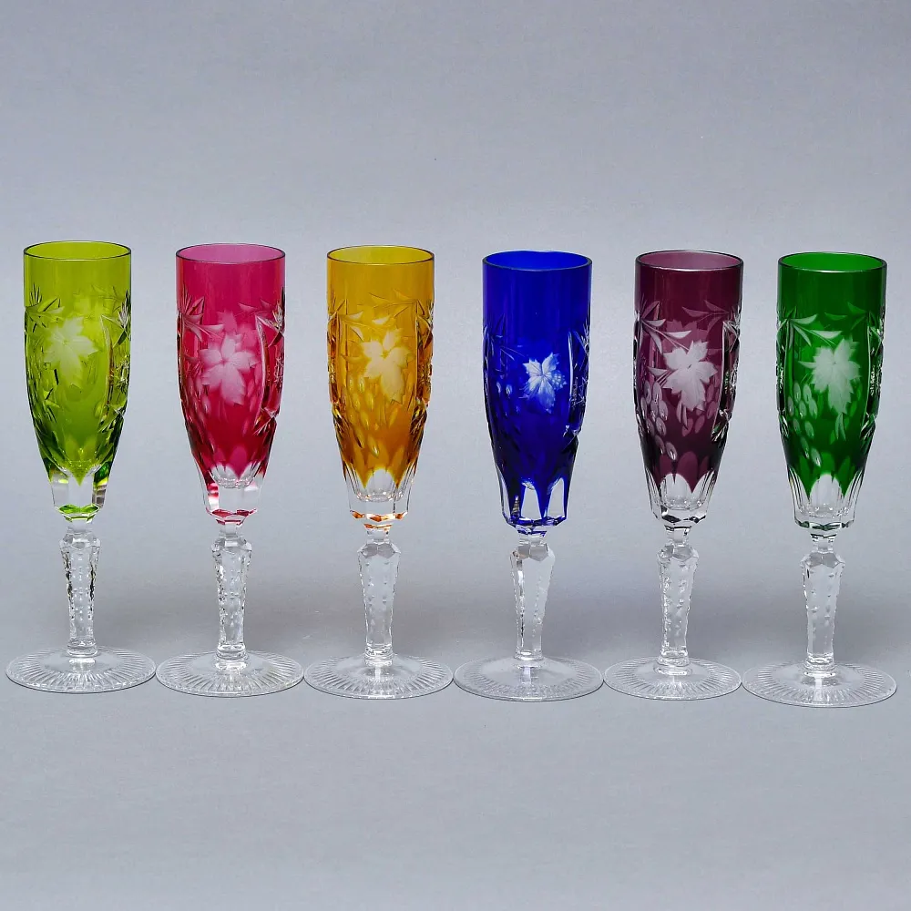 Бокалы для Шампанского из Цветного Хрусталя «Виноград», NACHTMANN Германия, 60 -е годы ХХ века.