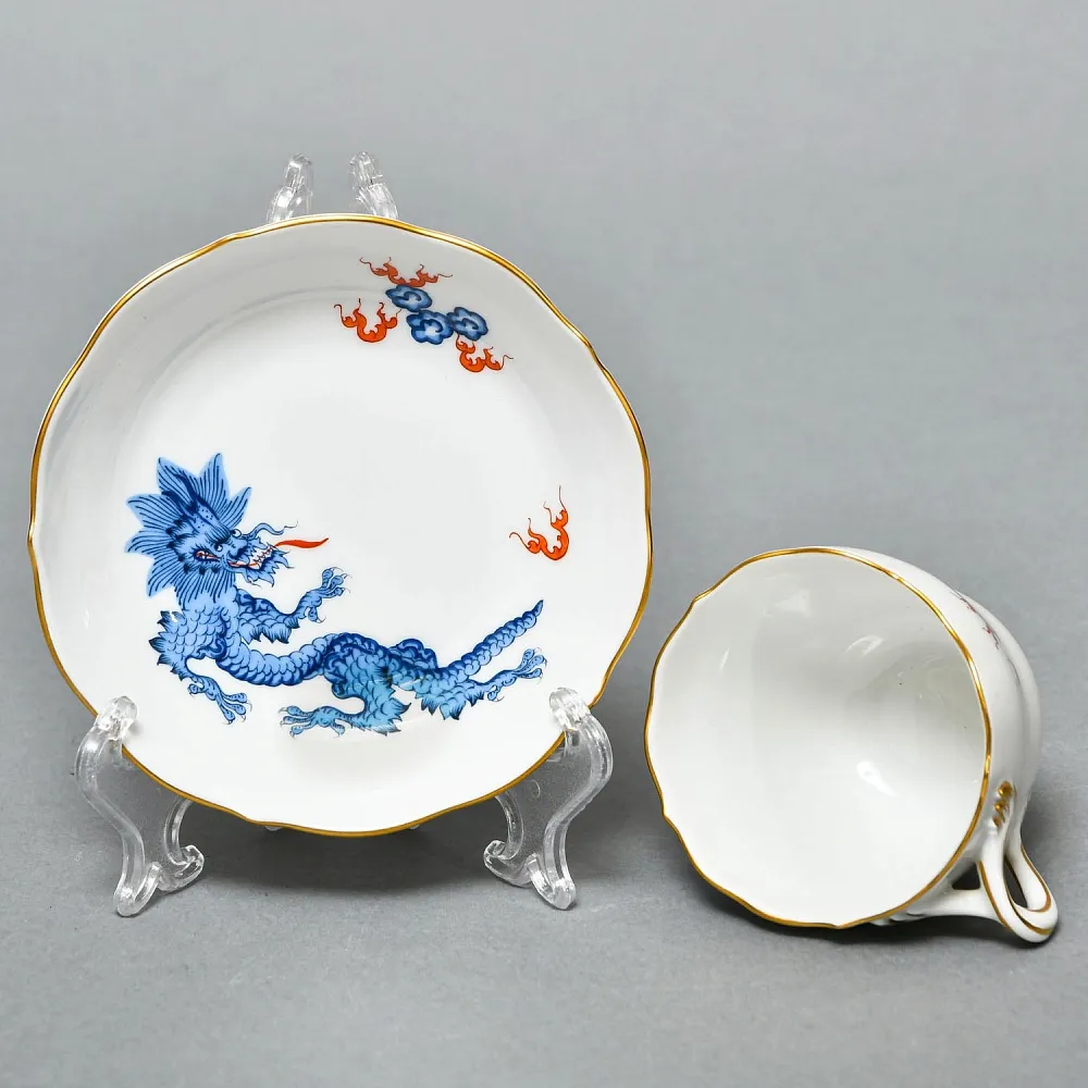 Коллекционная Кофейная пара «Голубой Дракон», Фарфор, MEISSEN Германия, первая половина ХХ века. 