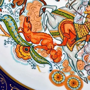 Коллекционное Блюдо - Тарелка «Мифы, сказания. Чингисхан - Завоеватель» Фарфор, Hutschenreuther Германия. 