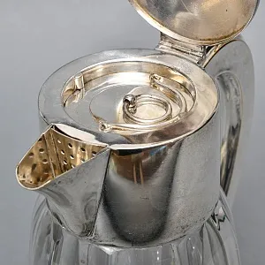 Винтажный Хрустальный Графин - Кувшин на 2,8 литра с Колбой для льда, Silverplated Германия. 