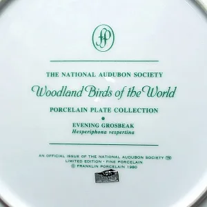 Коллекционная Тарелка - Блюдо «Вечерний Американский Дубонос» Фарфор, Franklin Porcelain США -1980 год.