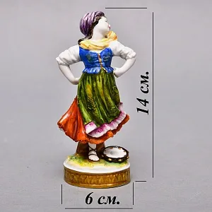 Коллекционная Фарфоровая Статуэтка «Девочка - танцовщица в оранжевом шарфике», VOLKSTEDT Германия -50 гг.