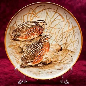 Коллекционная Тарелка «Перепёлки» Фарфор Лимож Limoges Франция 1979 год.