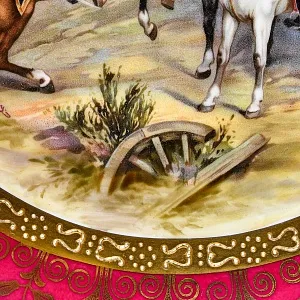 Коллекционная тарелка - блюдо «Наполеон в сражении при Гейльсберге», Фарфор Porcelaine de Paris Франция.