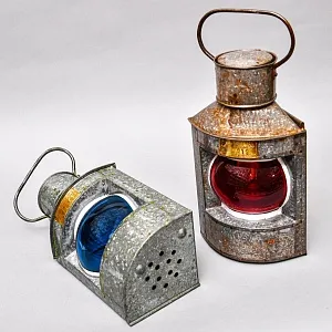 Винтажный Керосиновый Фонарь «Корабельная Сигнальная пара - Левый и Правый», СССР -1965 год.