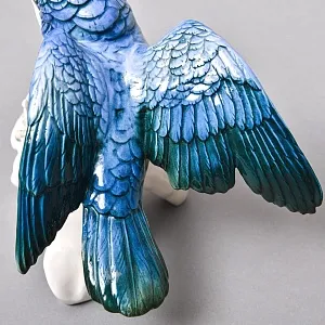 Птица - Коллекционная Статуэтка «Сине-Желтый Какаду на ветке», фарфор Karl Ens Германия 50 гг. 