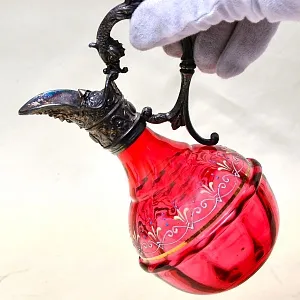 Редкость! Соусник - Графинчик, Хрусталь / Олово, BEYER Германия 50-е годы ХХ века.