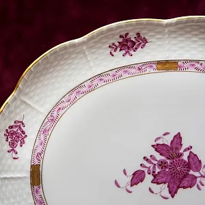 Большое Сервировачное Фарфоровое Блюдо «APPONYI PURPUR», HEREND, Венгрия.