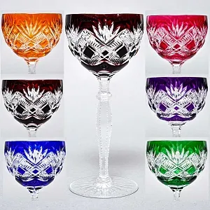 Бокалы для Вина из Цветного Хрусталя JOSEPHINENHUTTE Германия, 60 -е гг.