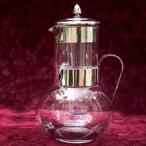 Винтажный Стеклянный Графин - Кувшин - Декантер с Колбой для льда. Англия, на 2.2 литра.