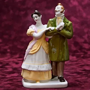 Авторская Фарфоровая статуэтка «Гоголевские персонажи. Маниловы», ЛФЗ СССР, 50-60 гг. 