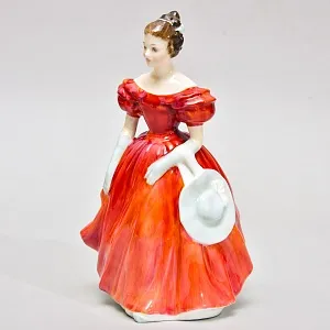 Коллекционная Фарфоровая статуэтка «Девушка с белой шляпкой», Royal Doulton Англия.