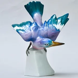 Антикварная Фарфоровая Статуэтка «Птица - Зимородок». Karl Ens Германия, первая половина ХХ века.