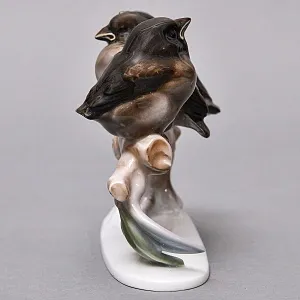 Коллекционная Фарфоровая статуэтка «Птицы. Три птенца на ветке», ROSENTHAL Германия, 50-е гг.