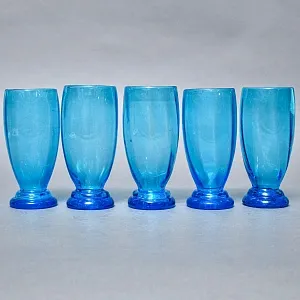 Антикварный Стеклянный Набор Кувшин + Стаканы «Аквамарин» Германия - 30-е годы ХХ века.