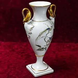 Редкая! Коллекционная Авторская Ваза «Райские птицы» Фарфор KAISER Германия -1956 год.  