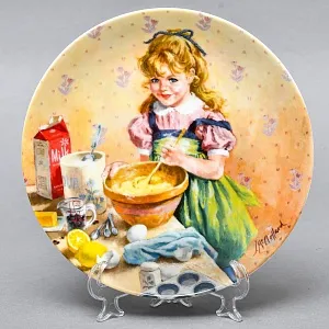 Коллекционная Фарфоровая Тарелка «День девочки Бекки. Приготовление маффинов», RECO США - 1986 год. 